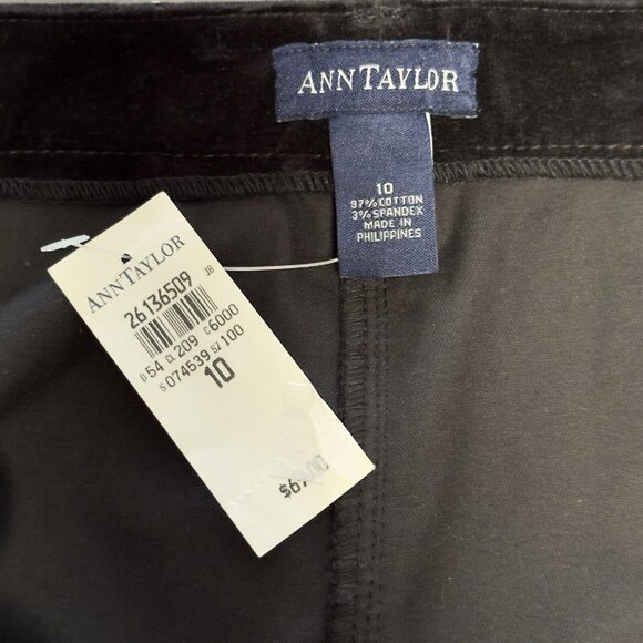 NEW Vintage Ann Taylor Black Velvet Straight Leg Pant Career Velour High Rise 10 - Picture 6 of 14